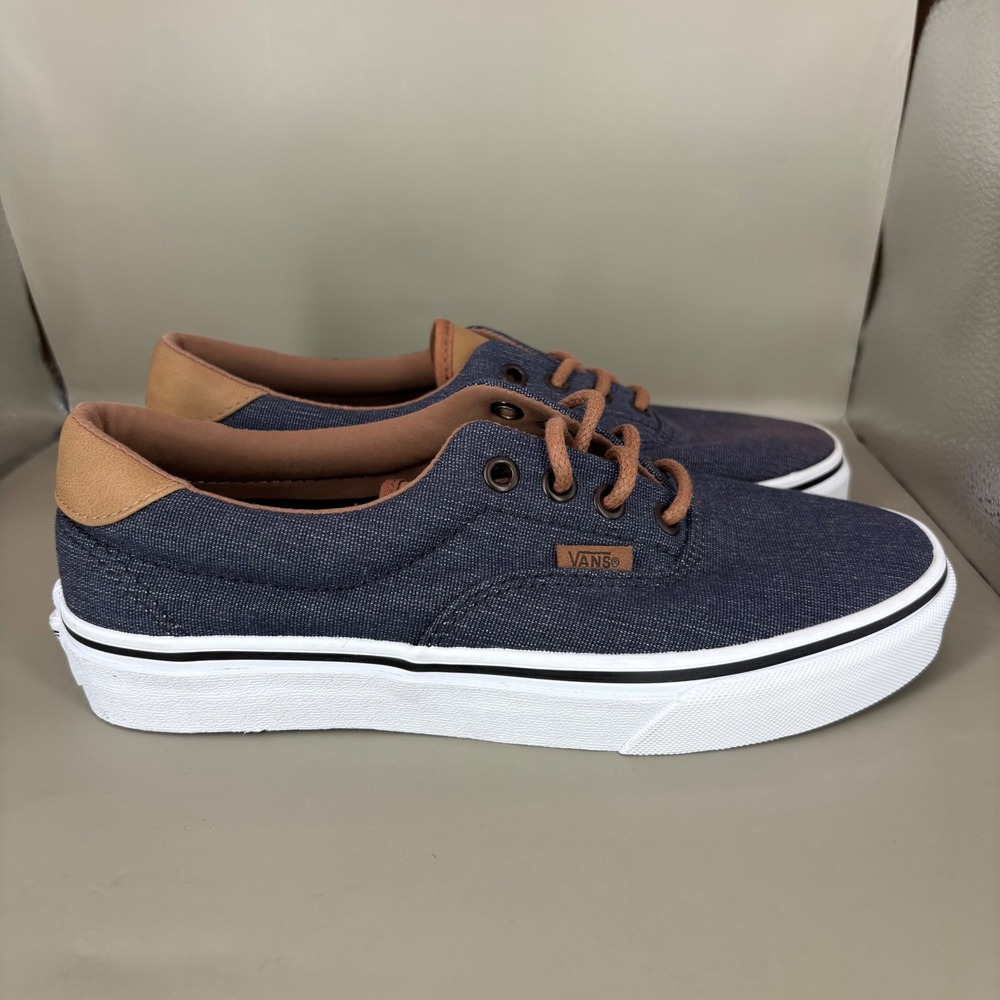 Vans Era 59 Denim C&L Blue Tan Low Top Skate Shoes Mens 6 Womens 7.5 - Picture 1 of 7